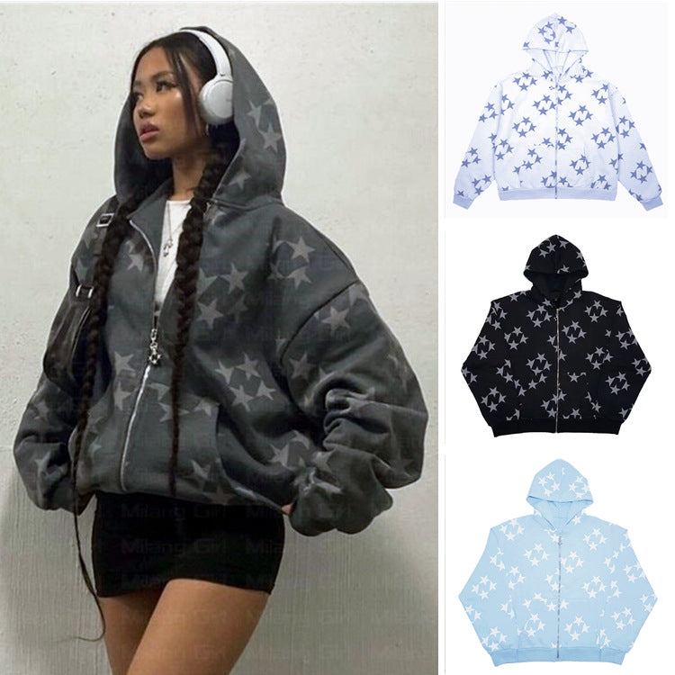 Stars Zip Hooded Sweatshirt