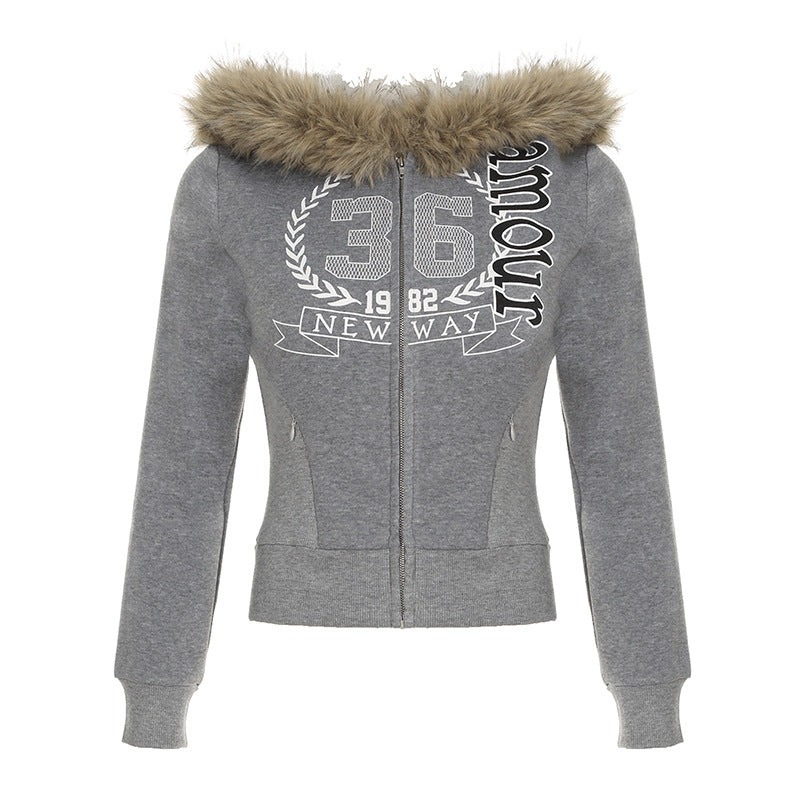 Y2K Fur Hooded Sweatshirt