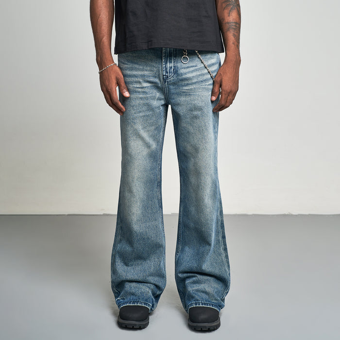 Washed Wide-Leg Bootcut Jeans