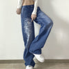 Low-rise Heart-print Jeans
