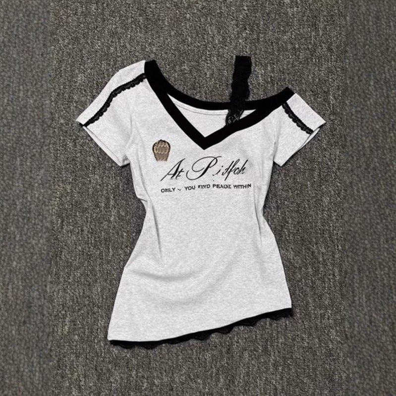 Hot Girl V-Ausschnitt-T-Shirt