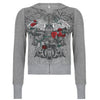 Y2K Graphic Grey Hooded Sweatshirt