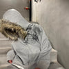 Y2K Graphic Fur Hooded Sweater