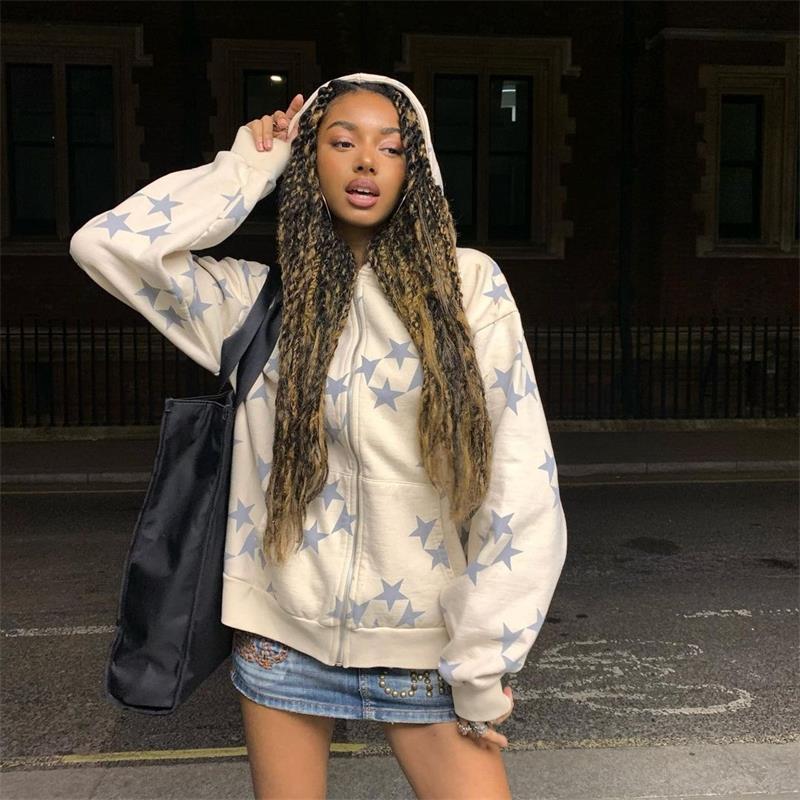 Stars Zip Hooded Sweatshirt