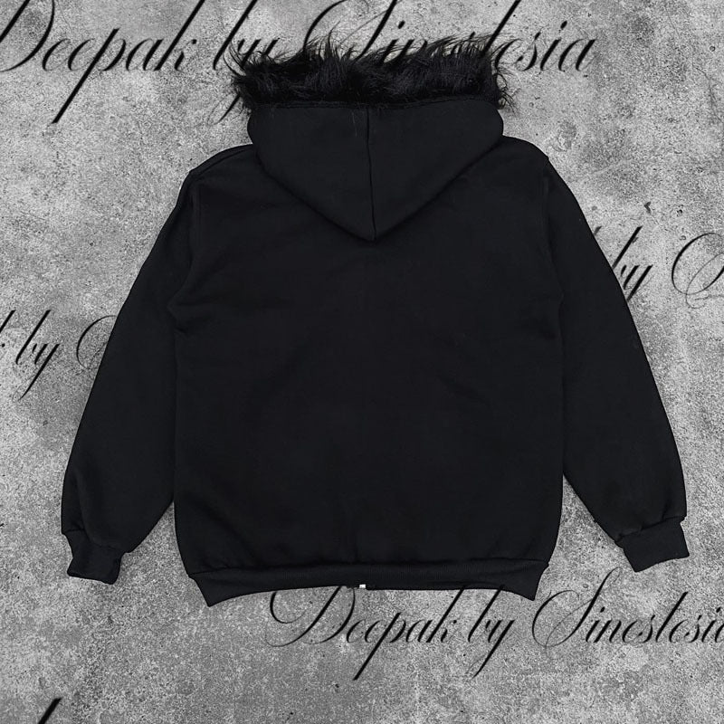 Punk Printed Fur Hoodie