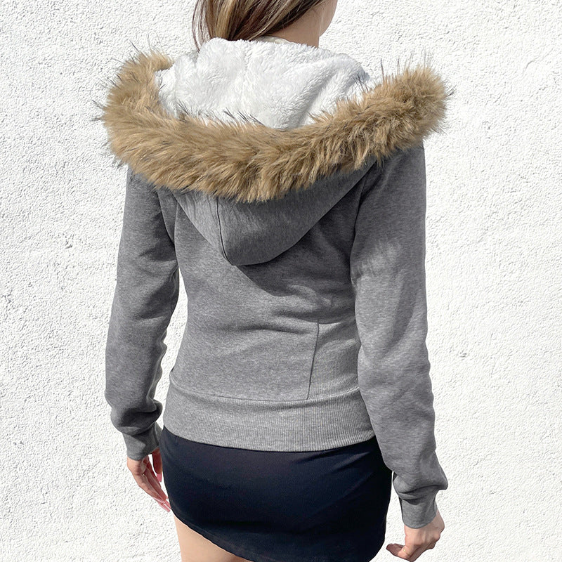 Y2K Fur Hooded Sweatshirt