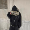 Y2K Graphic Fur Hooded Sweater