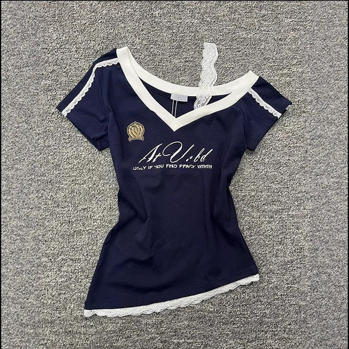 Hot Girl V-Ausschnitt-T-Shirt